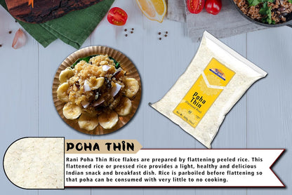 Rani Poha (Powa) Thin Cut (Flattened Rice) 14Oz (400G) ~ All Natural, Salt-Free | Vegan | Kosher | No Colors | Gluten Friendly | Indian Origin