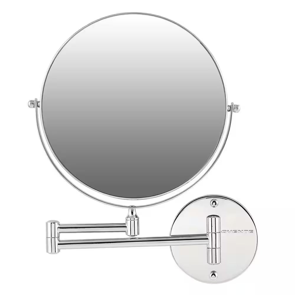 Small round Polished Chrome Tilting Modern Mirror (13.6 In. H X 1.6 In. W)