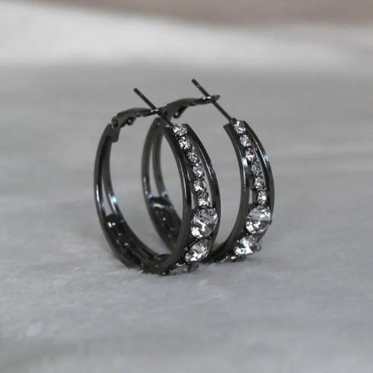 Women's Fashion Exquisite Rhinestone Oval Drop Earrings for Women Natural Diamond Wedding Engagement Party Banquet Hoop Earring Birthday Anniversary Gift