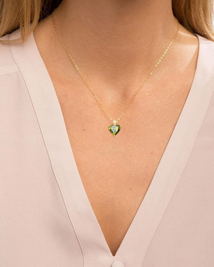 Genuine Birthstone Necklace for Women, Heart Love Necklace, Birthday Gifts for Her