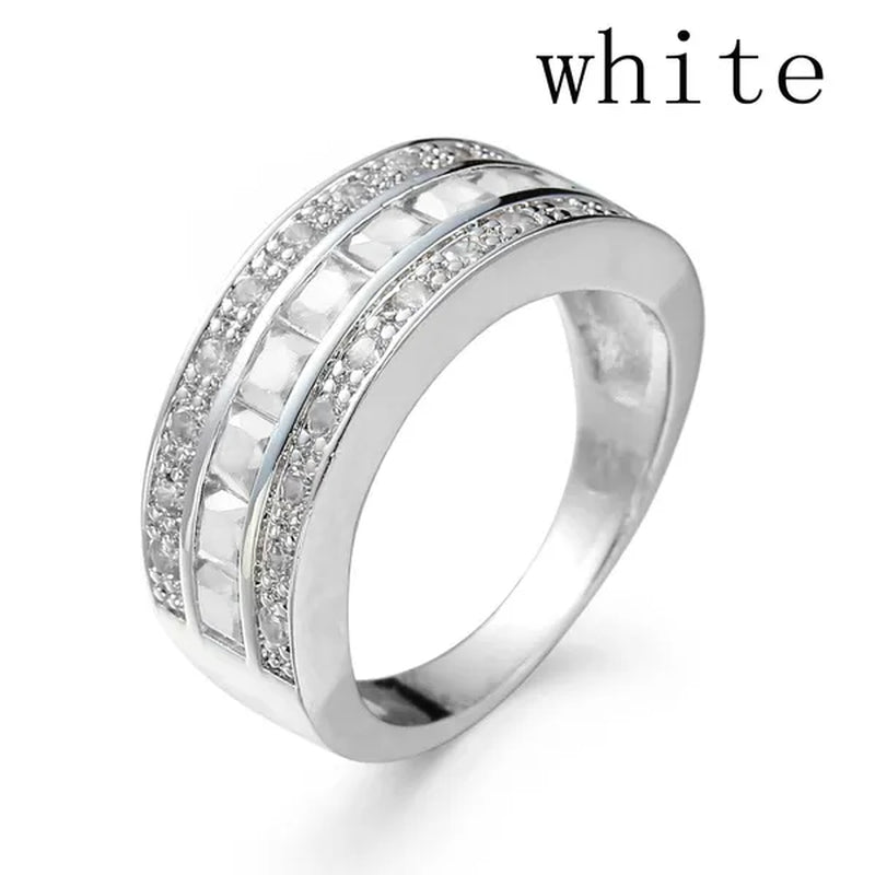925 Silver Plated Classic Women Mens Jewelry Blue Sapphire CZ Band Gem Ring Sz 7-11 ( Choice Color and Size )