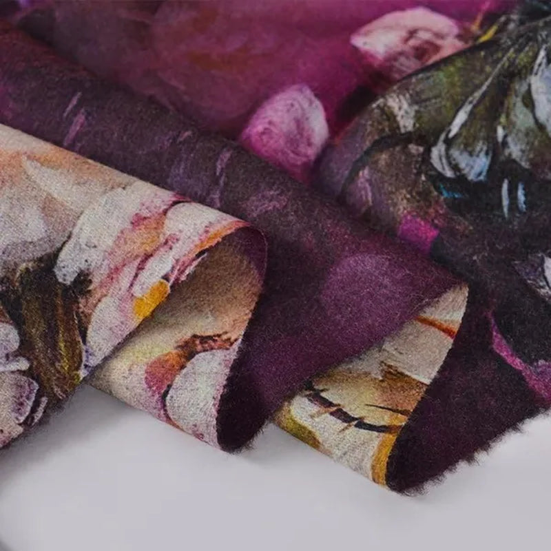 [BYSIFA] Purple Roses Women Scarves Shawl For WInter New Design Warm Long Cashmere Pashmina Double Faces Ladies Scarves Wraps