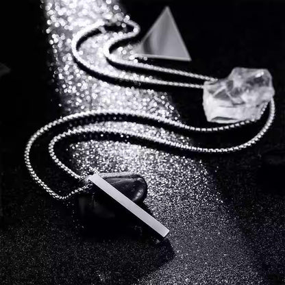 Bar Pendant Necklace for Men Stainless Steel Box Chain Pendant Men’S Necklace Jewelry Length 22Inch