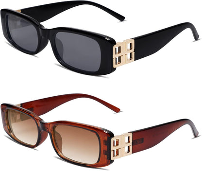 Rectangle Sunglasses for Women 90s Retro Trendy Y2K Classical Vintage Square Shades AR82037