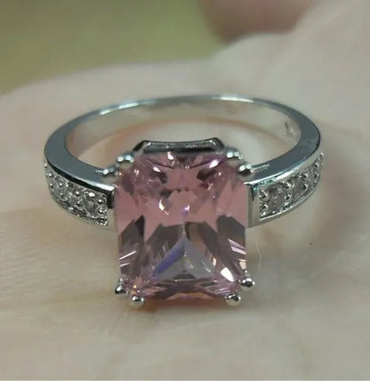 6-Color Natural 3.58CT White/Alexandrite/Sapphire/Pink/Emerald/Ruby Diamond 14K White Gold Ring Size 6-10