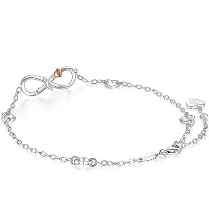 Exquisite Fashion Womens Ankle Bracelet 925 Sterling Silver Anklet Cubic Zirconia Infinity Heart Summer Beach Stylish Chain Adjustable Gift for Women