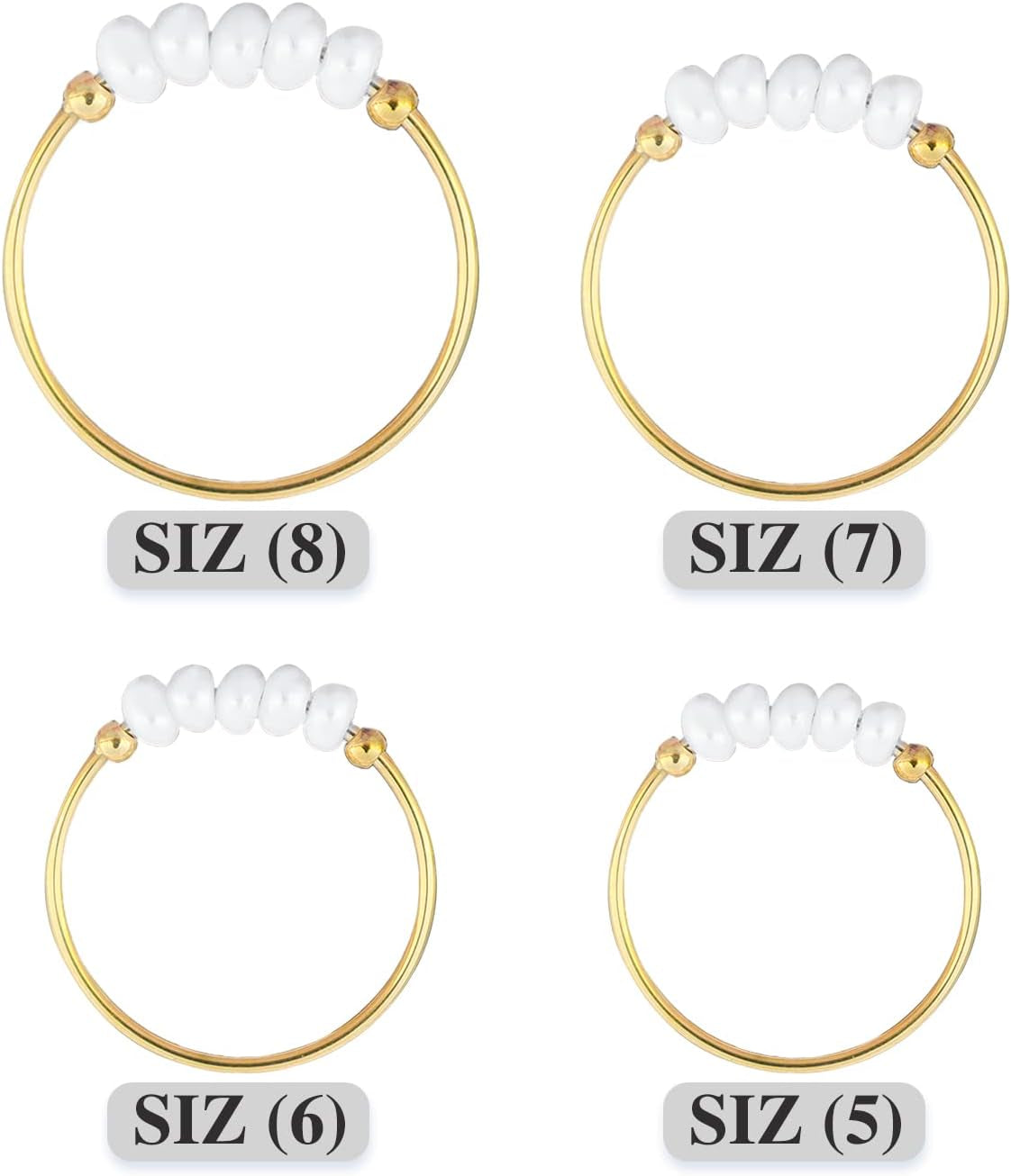 High End Natural Freshwater Pearl Irregular Combination Rings for Women,18K Gold Plated Gold Beads,Pearl Ring
