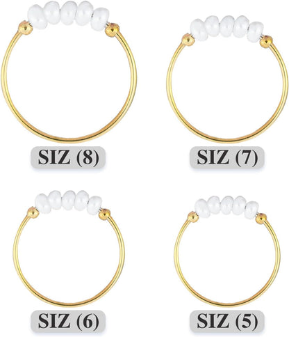 High End Natural Freshwater Pearl Irregular Combination Rings for Women,18K Gold Plated Gold Beads,Pearl Ring