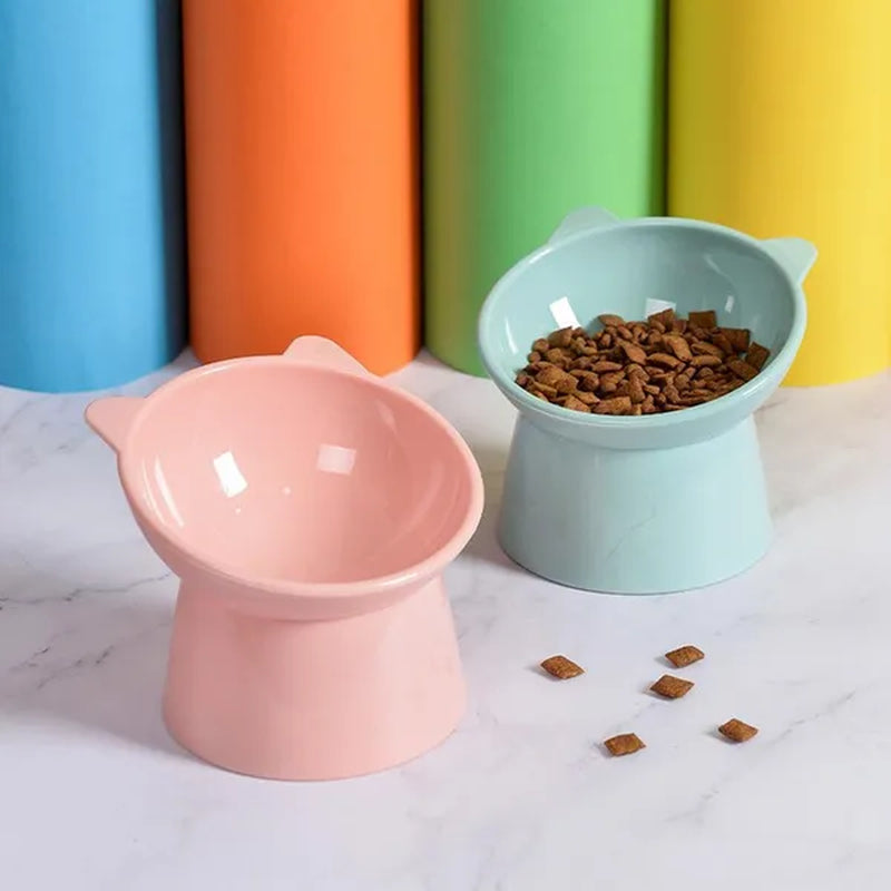 JJYY 1PC Pet Bowl High Base Feeding Cat Dog Bowl Protect Pet Spine Oblique Feeding Bowl Drinking Water Bowl Stonego Pet Supplies - Not include Food
