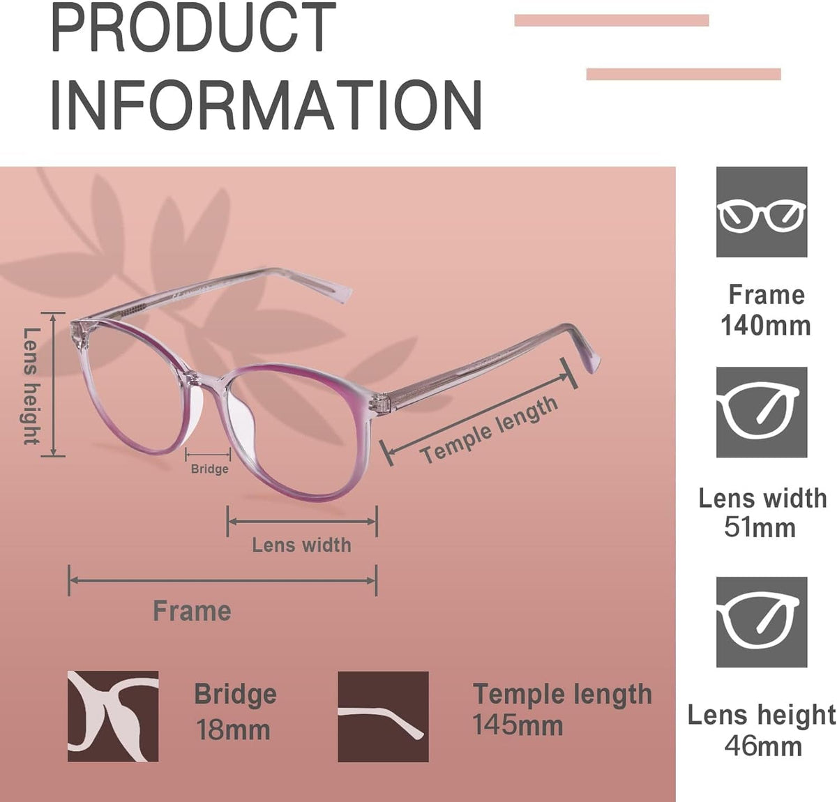 Blue Light Blocking Glasses Women Men TR90 Round Computer Eyeglasses (Purple)