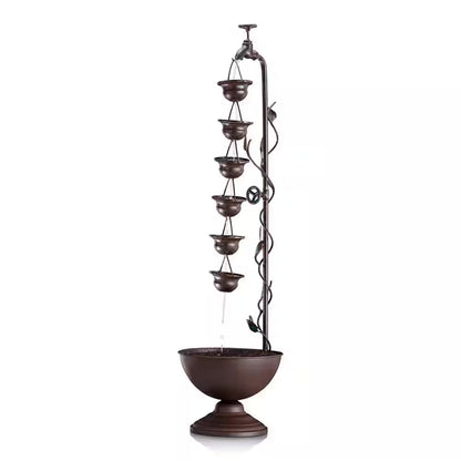 38 In. Tall Indoor/Outdoor Hanging 6-Cup Tiered Floor Water Fountain, Bronze