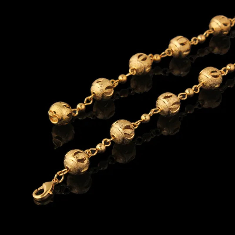 Unique Gold Ball Link Chain 18K Real Gold Plated Fashion Jewelry For Women Gift New Trendy Chokers Necklaces