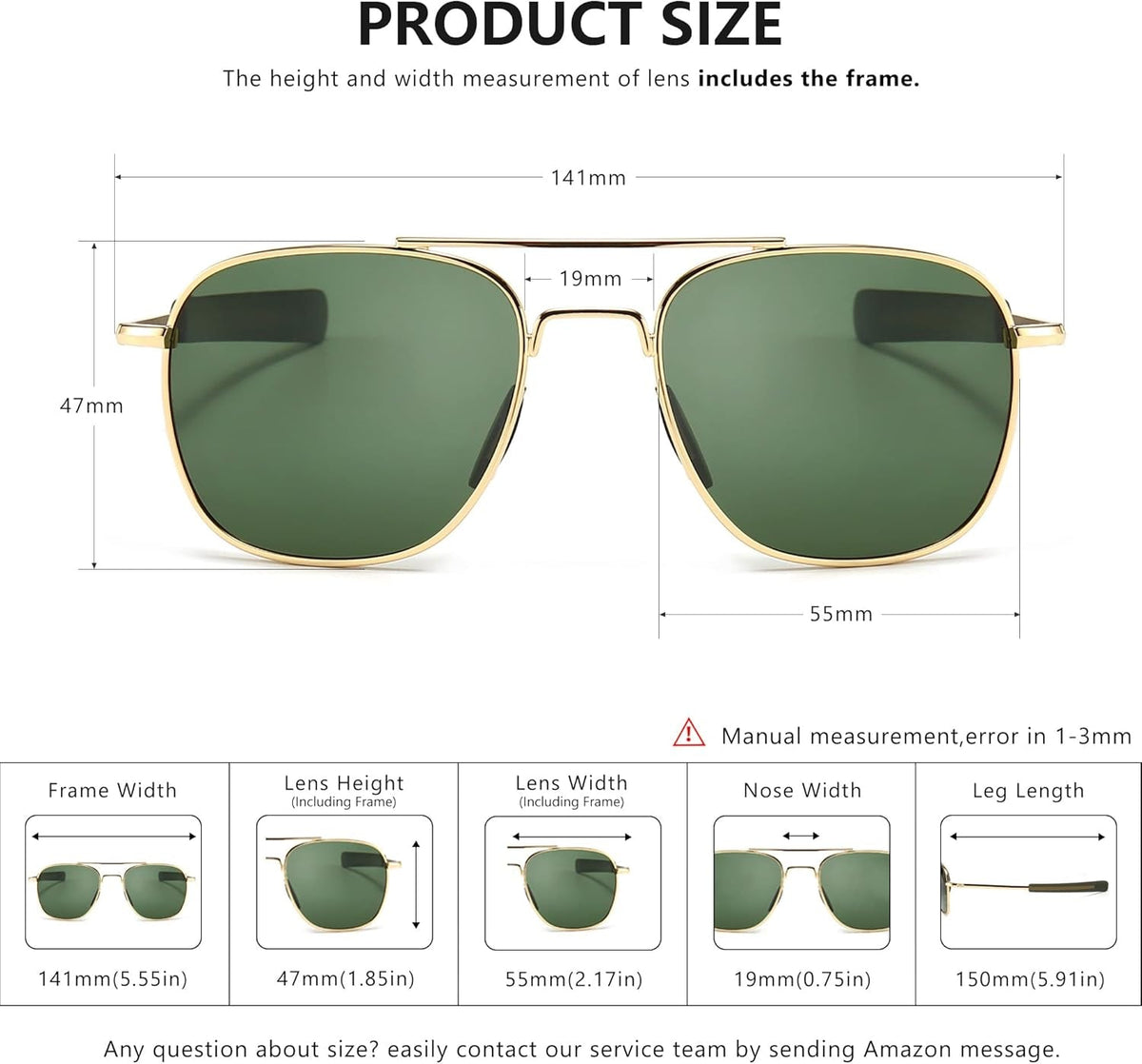 Men'S Military Style Polarized Pilot Aviator Sunglasses Bayonet Temples