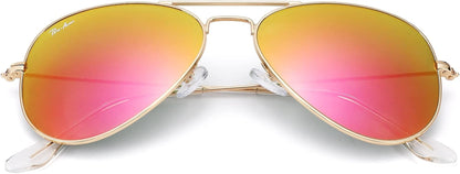 Classic Aviator Sunglasses for Men Women 100% Real Glass Lens