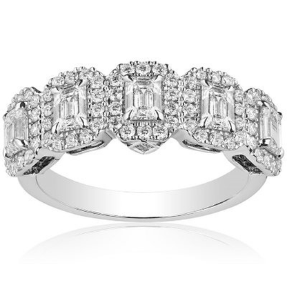 Superior Quality VS Collection 1.50 CT. T.W. Emerald Shaped Diamond Halo Band in