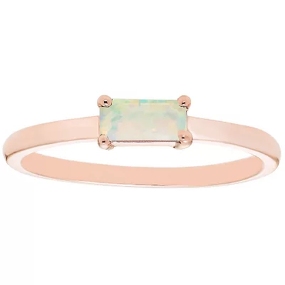 Lab Opal Baguette Ring in 14K Gold