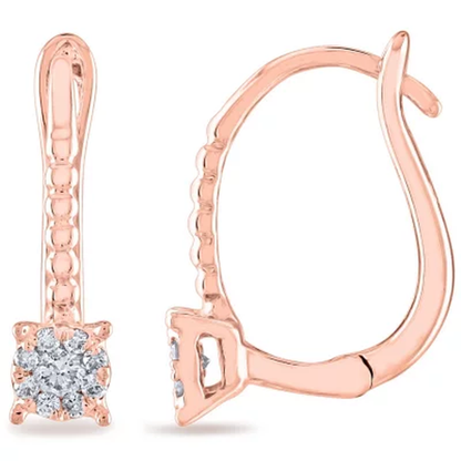 0.15 CT. T.W. Halo Frame round Diamond Leverback Drop Earrings in 14K Gold