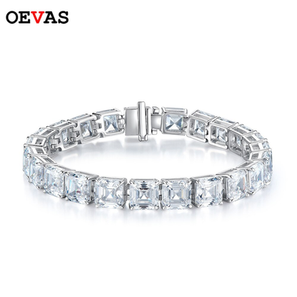 100% 925 Sterling Silver 7*7Mm Square High Carbon Diamond Pagoda Bracelet