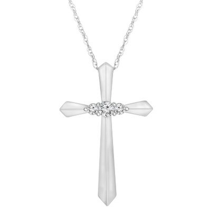 0.13 CT. T.W. Diamond Cross Pendant 14K Gold