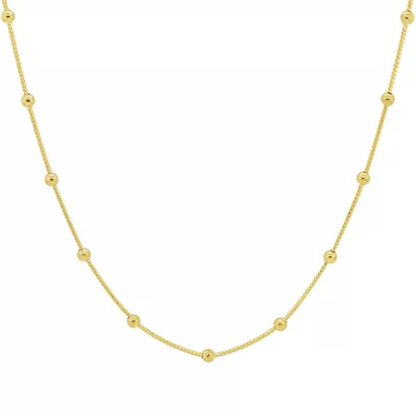 14K Yellow Gold Station Bead Necklace