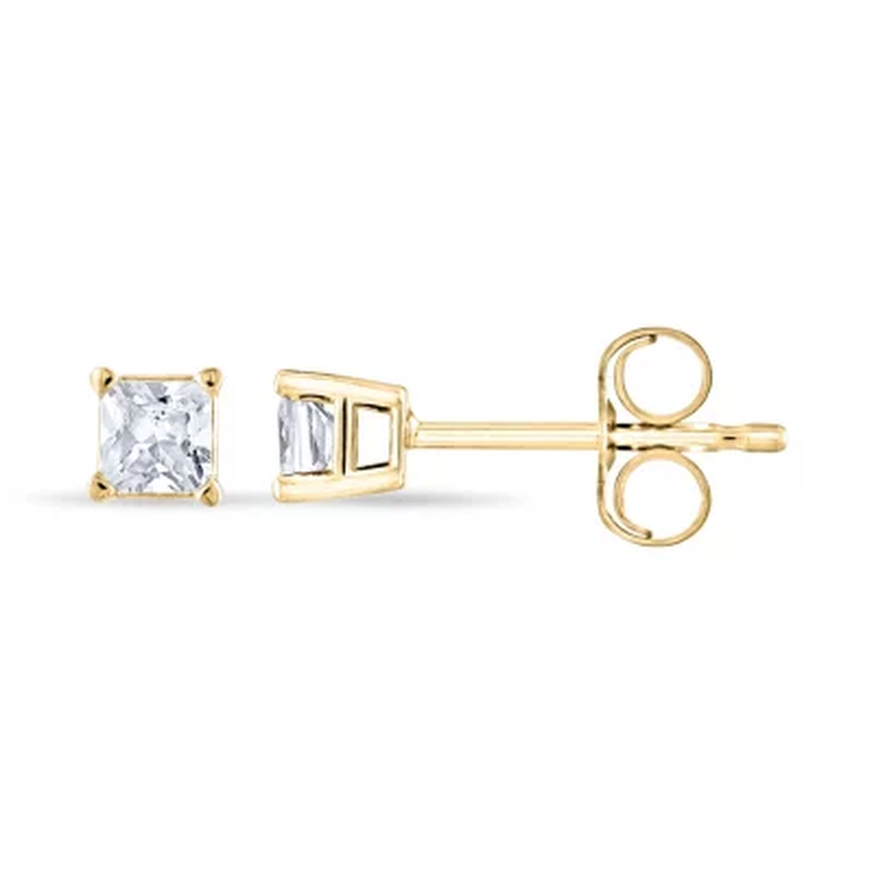 0.23 CT. T.W. Princess Diamond Stud Earrings in 14K Gold (H-I, SI2)