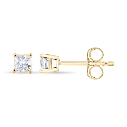 0.23 CT. T.W. Princess Diamond Stud Earrings in 14K Gold (H-I, SI2)