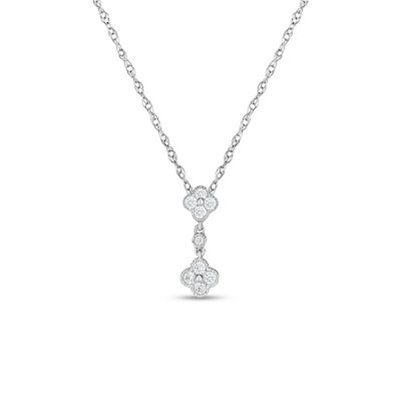0.18 CT. T.W. Double Composite Flower Diamond Pendant in 14K Gold