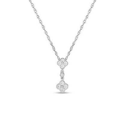 0.18 CT. T.W. Double Composite Flower Diamond Pendant in 14K Gold