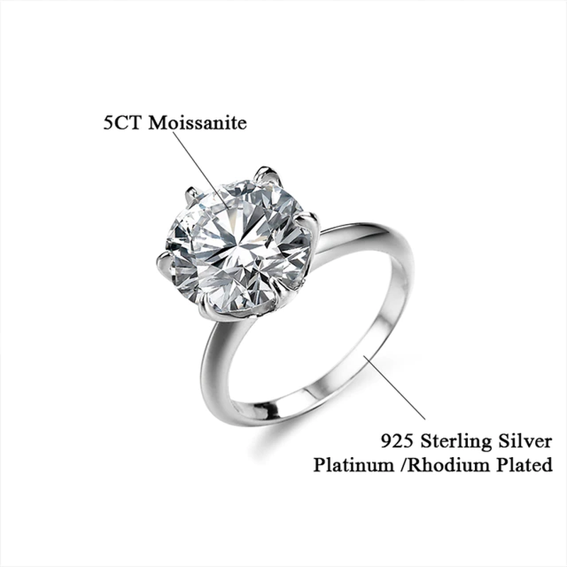 5Ct Moissanite Solitaire Ring for Women 3MM Infinite Full Enternity Diamond