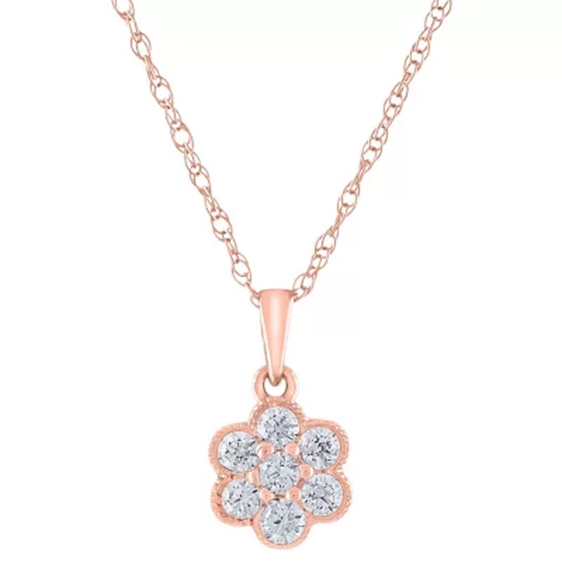 0.15 CT. T.W. Diamond Flower Cluster Pendant in 14K Gold