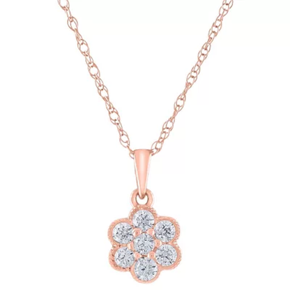 0.15 CT. T.W. Diamond Flower Cluster Pendant in 14K Gold