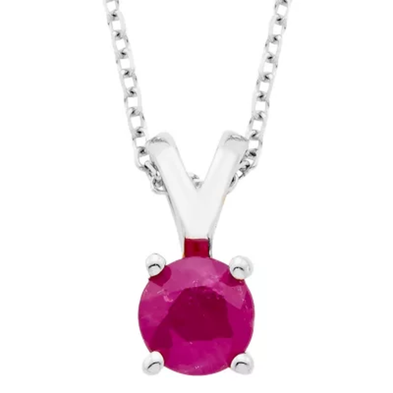 4.5Mm round Ruby Pendant in 14K Gold