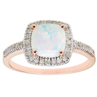 Lab Opal and 0.18 CT. T.W. Diamond Ring in 14K Gold