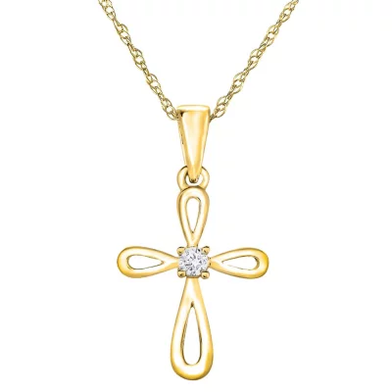 0.02 CT. T.W. Diamond Cross Pendant in 14K Gold