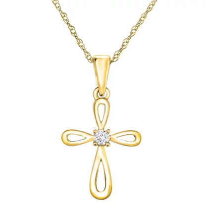 0.02 CT. T.W. Diamond Cross Pendant in 14K Gold
