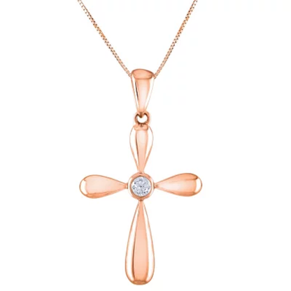 0.03 CT. T.W. Diamond Cross Pendant in 14K Gold