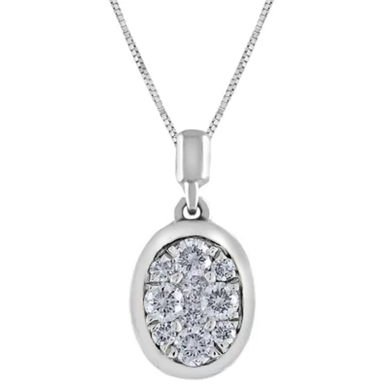 0.23 CT. T.W. Composite Diamond Oval Shape Bezel Pendant in 14K Gold