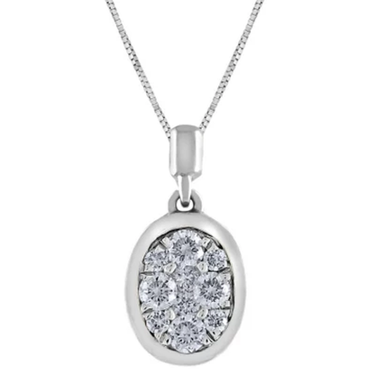 0.23 CT. T.W. Composite Diamond Oval Shape Bezel Pendant in 14K Gold