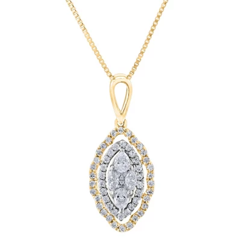0.29 CT. T.W. Composite Diamond Marquise Shape Pendant in 14K Gold
