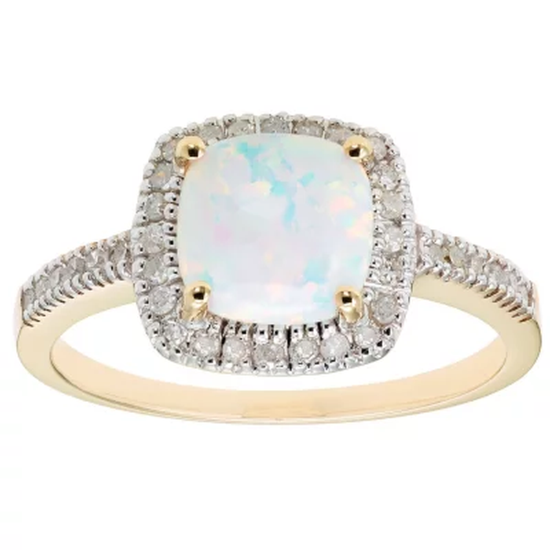 Lab Opal and 0.18 CT. T.W. Diamond Ring in 14K Gold