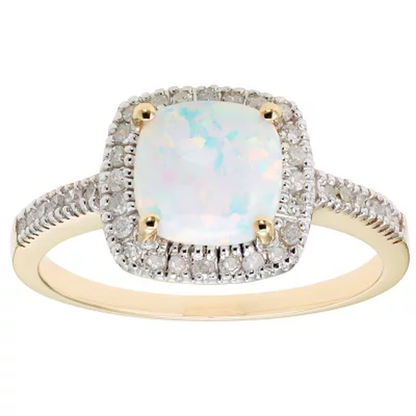 Lab Opal and 0.18 CT. T.W. Diamond Ring in 14K Gold