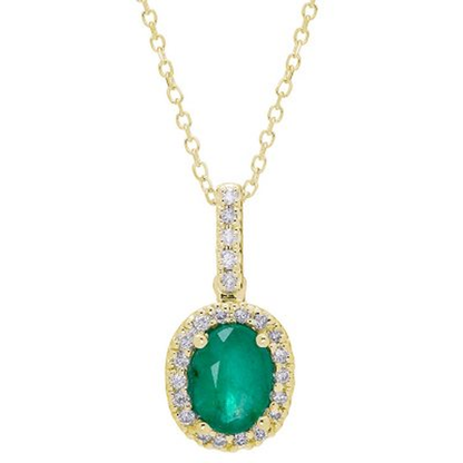 Genuine Emerald and 0.11 CT. T.W. Diamond Pendant in 14K Gold
