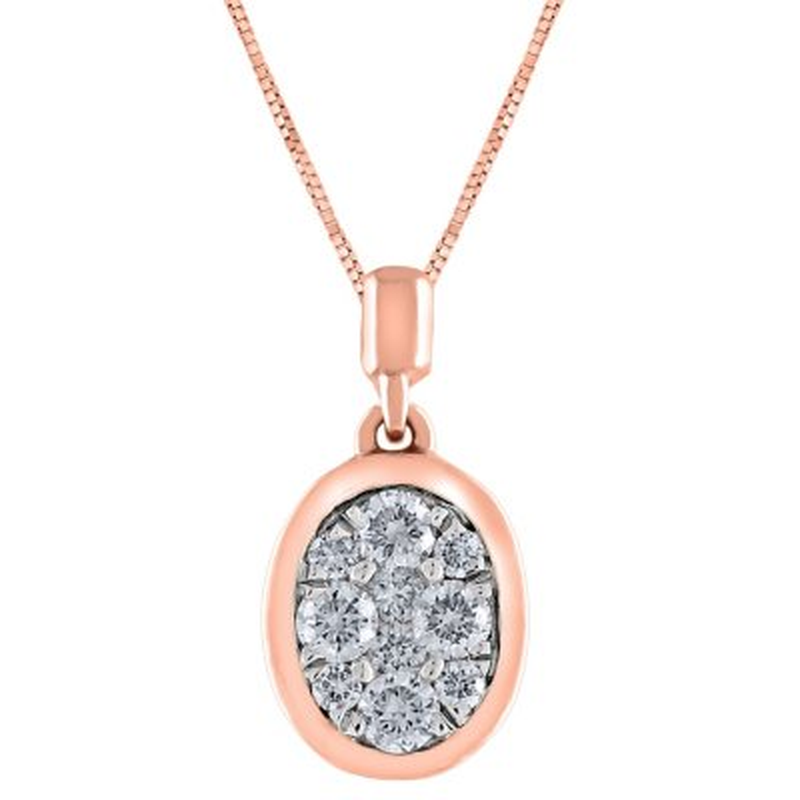 0.23 CT. T.W. Composite Diamond Oval Shape Bezel Pendant in 14K Gold