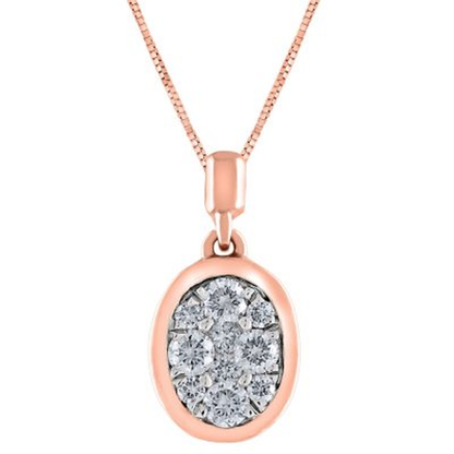 0.23 CT. T.W. Composite Diamond Oval Shape Bezel Pendant in 14K Gold