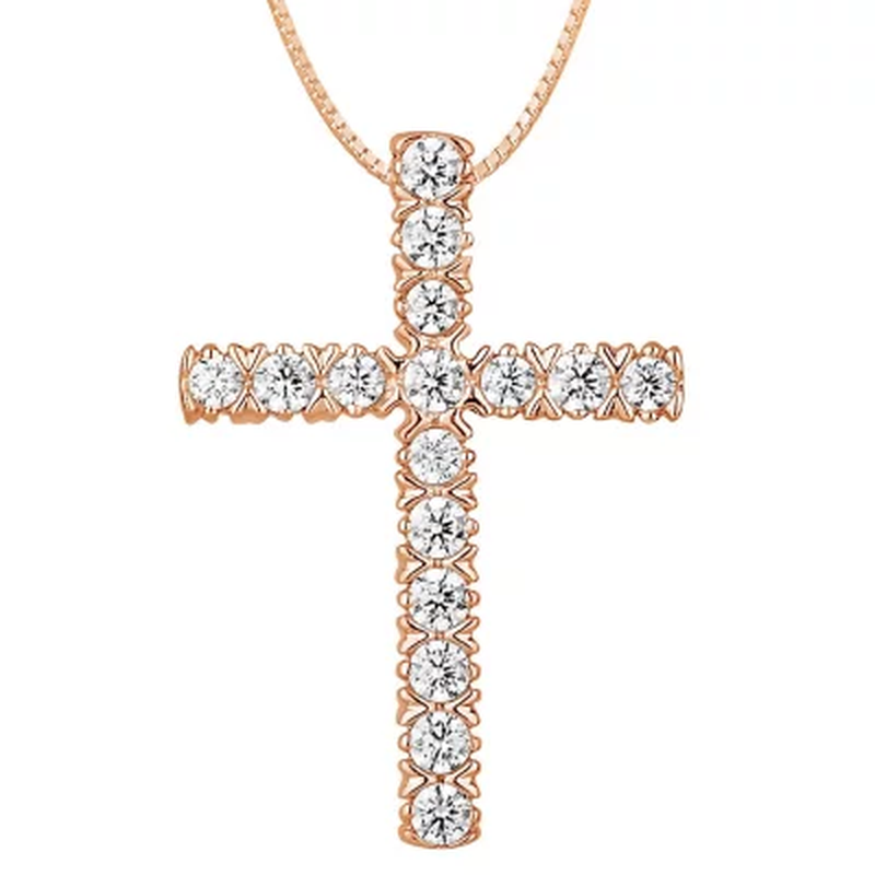 0.23 CT. T.W. Diamond Cross Pendant in 14K Gold