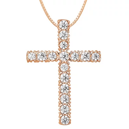 0.23 CT. T.W. Diamond Cross Pendant in 14K Gold