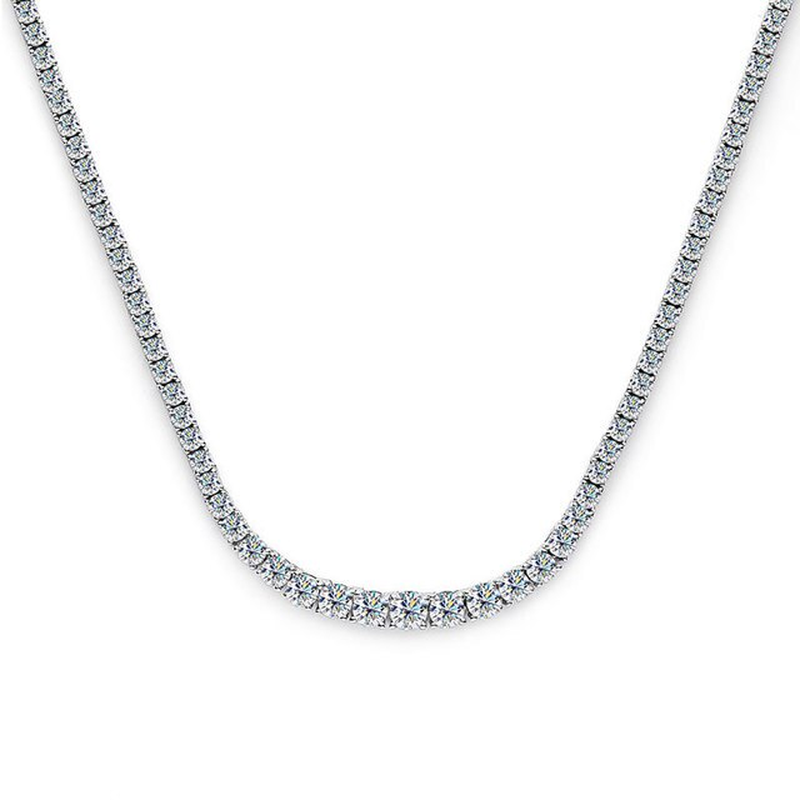 925 Sterling Silver Moissanite Tennis Necklace Diamond Luxury Plated 18K White