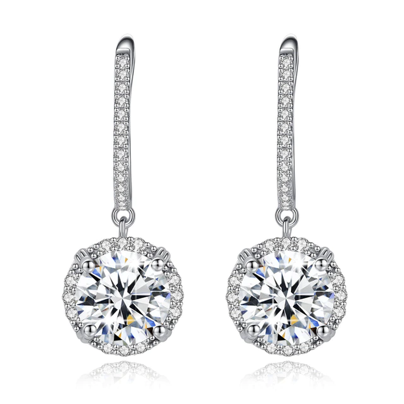 Certified 4 Carats 8Mm Moissanite Diamond Earrings for Women 100% 925 Sterling