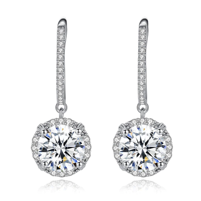Certified 4 Carats 8Mm Moissanite Diamond Earrings for Women 100% 925 Sterling