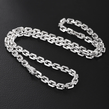 Real Silver 6Mm Fashion Horn Chain Necklace Man Male 925 Sterling Silver